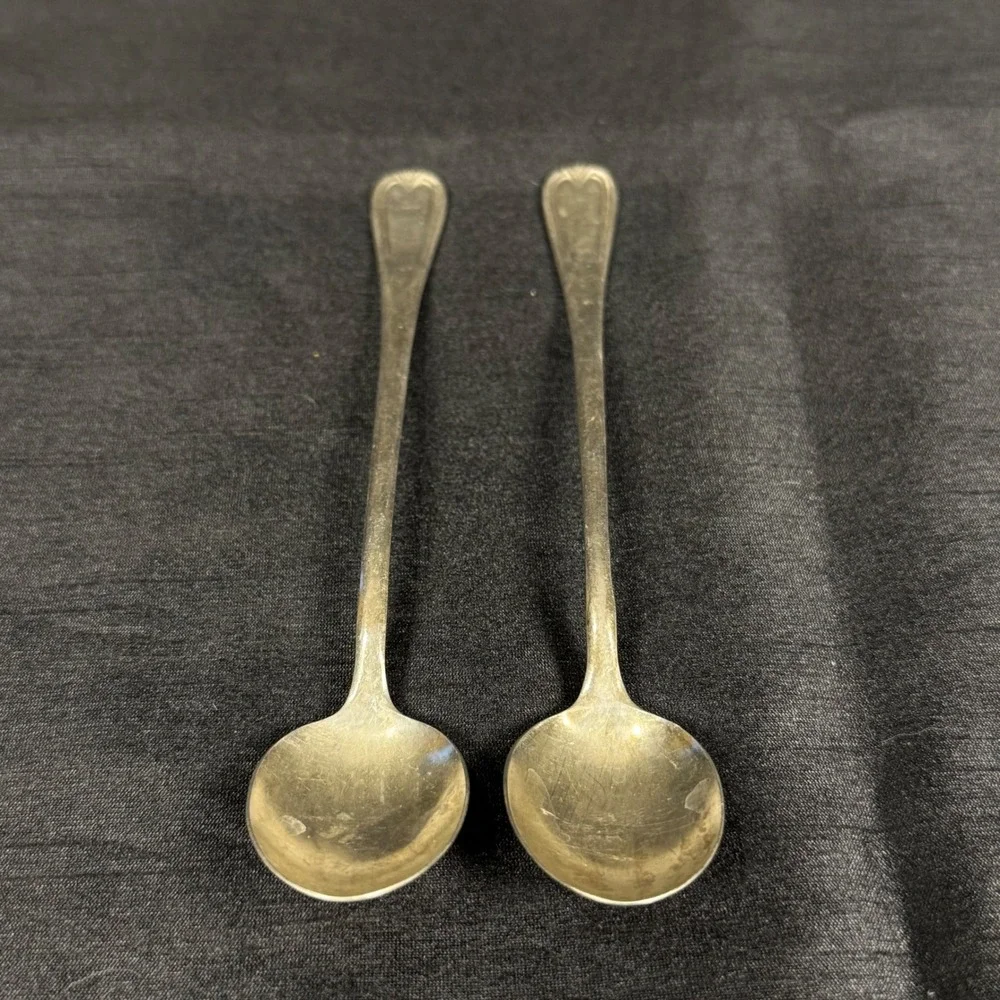 Vintage ESCo EPNS Silver Plated Iced Tea Spoons Set of 2 Long Handle 7.5 Inch